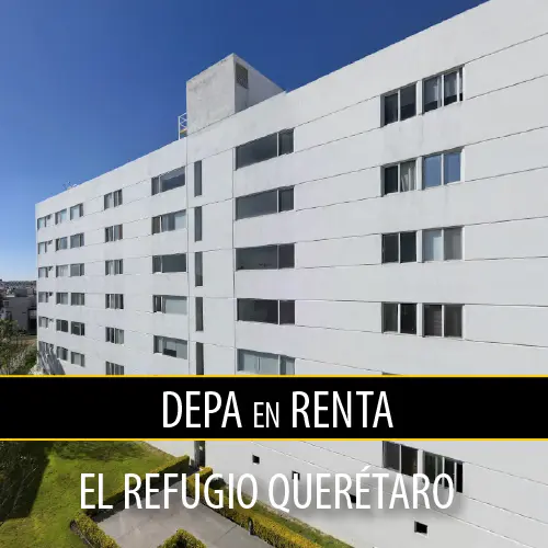 Departamento en renta en El Refugio, Querétaro. 3 recámaras, 2.5 baños, 2 estacionamientos. Amenidades: alberca y asador. Precio: $14,500 MXN.