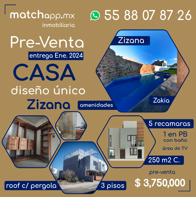 Zizana casa de autor en venta, amplia de 5 recamaras con roof en  Querétaro México, en venta por Carlos Esparza Ramón broker inmobiliario de matchapp.mx