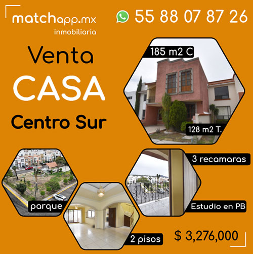 Casa en venta, amplia de 3 recamaras, mas estudio en planta baja, diseno vintage en  Querétaro México, en venta por Carlos Esparza Ramón broker inmobiliario de matchapp.mx